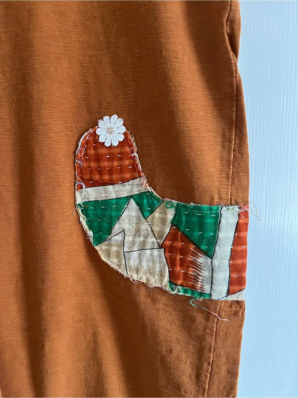 Upcycled JACKIE ORIGINALS Kantha cactus t shirt dress M L